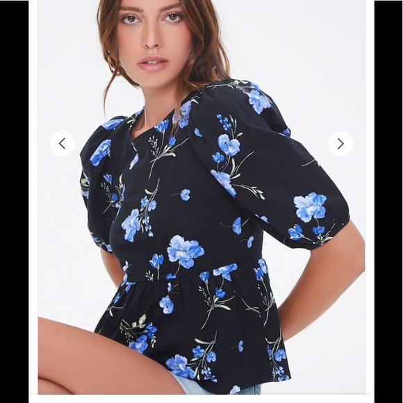 NWT STYLISH & CUTE FLOWER PRINT FEMININE TOP - Picture 2 of 8